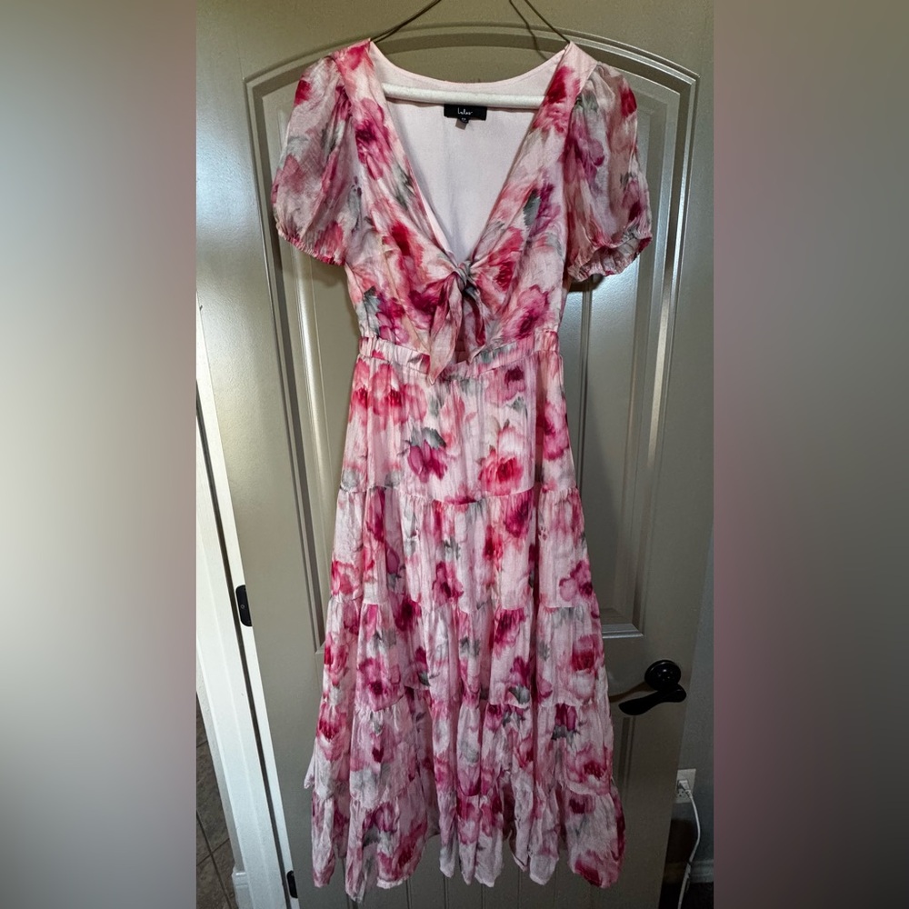 Lulu's Elegant Pink Floral Dress